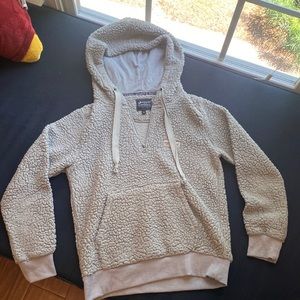 Simply Southern S Grey Sherpa Quarter Zip Jacket with Hood